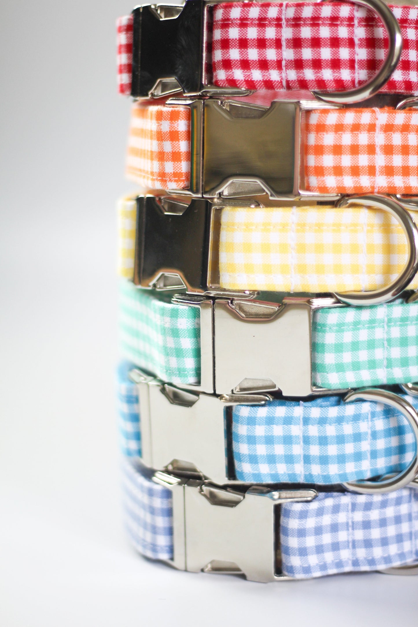 Light Blue Gingham Dog Collar