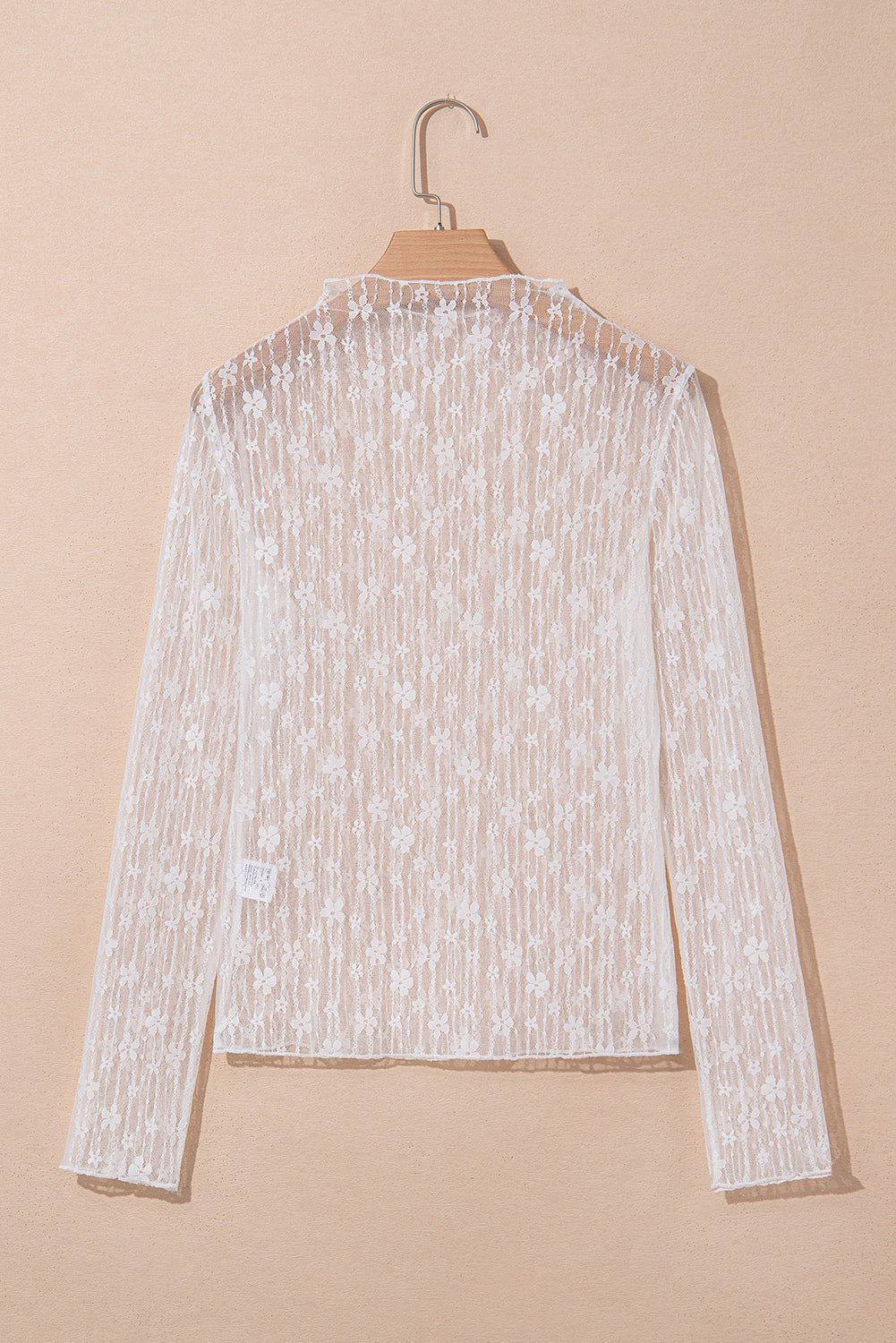 Sheer Floral Lace Long Sleeve Top