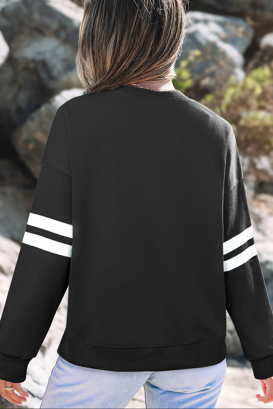 Varsity Stripe Drop Shoulder Sweatshirt