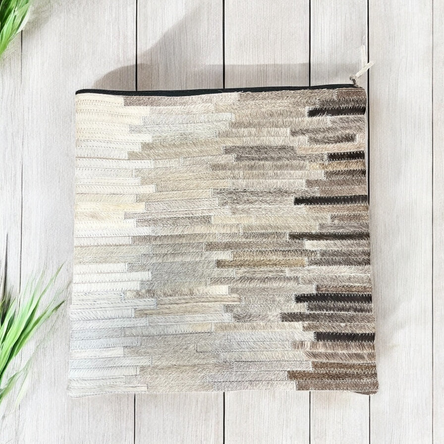 Patchwork cowhide pillow