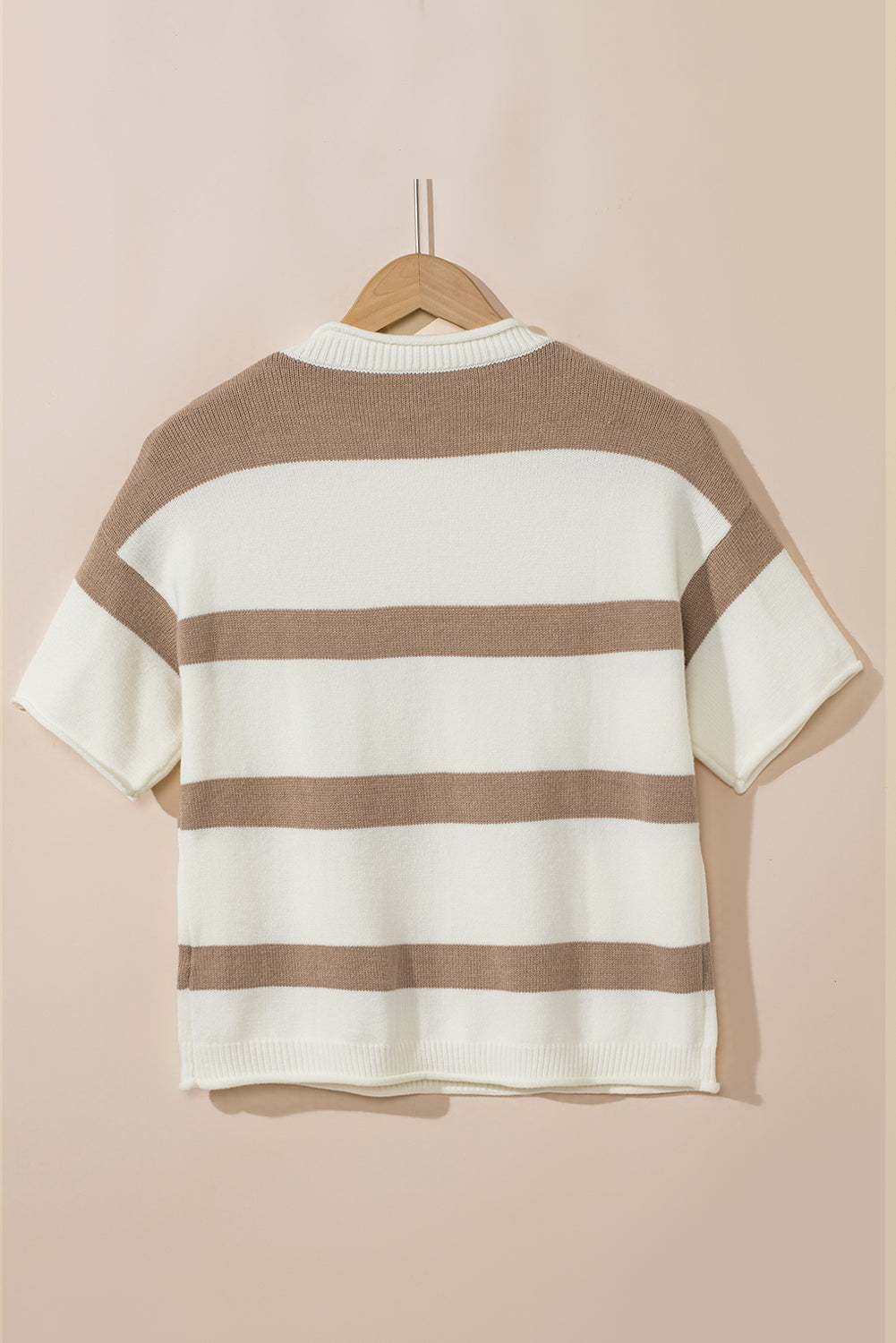 Stripe Knit Drop Short Sleeve Sweater