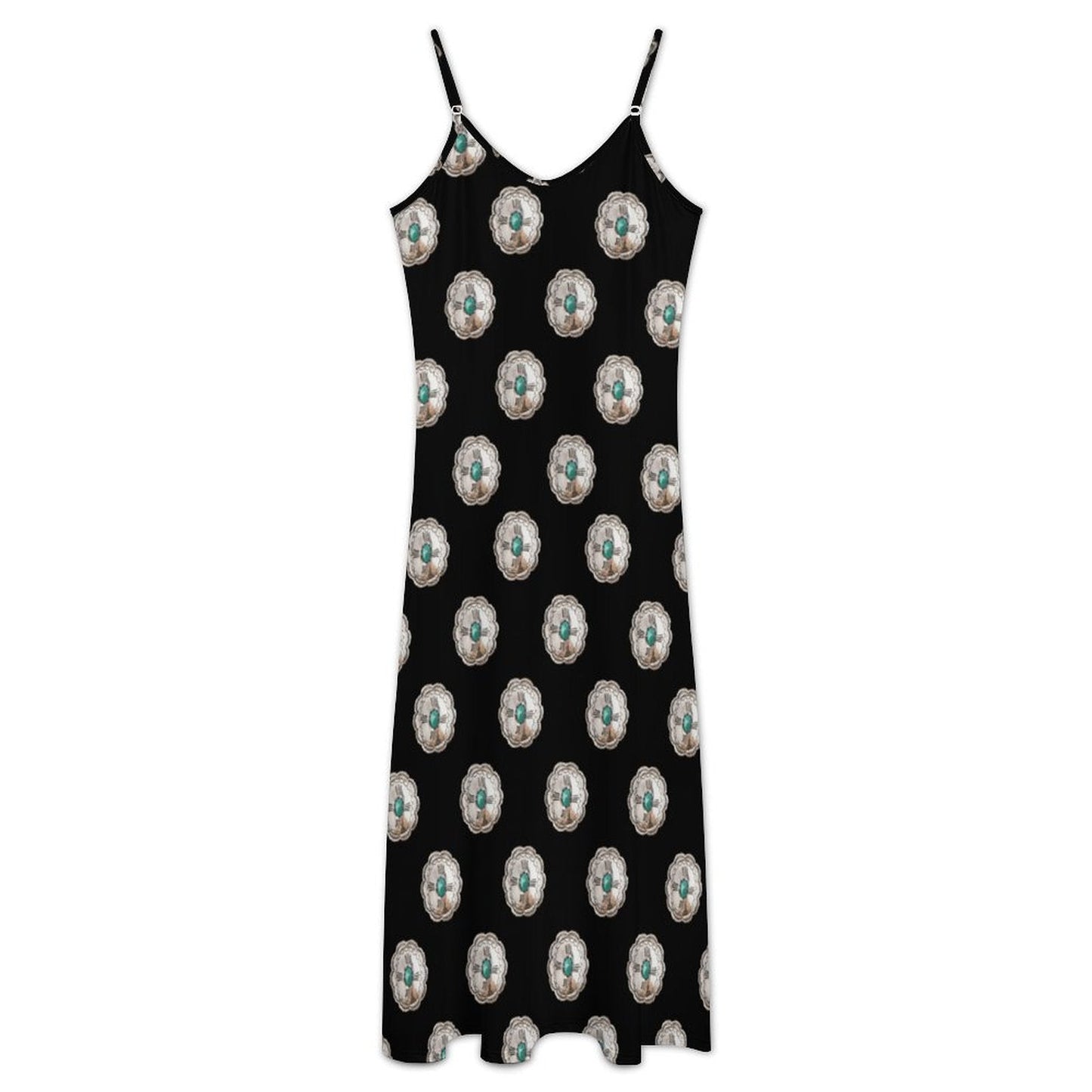 Turquoise Silver Concho Maxi Dress