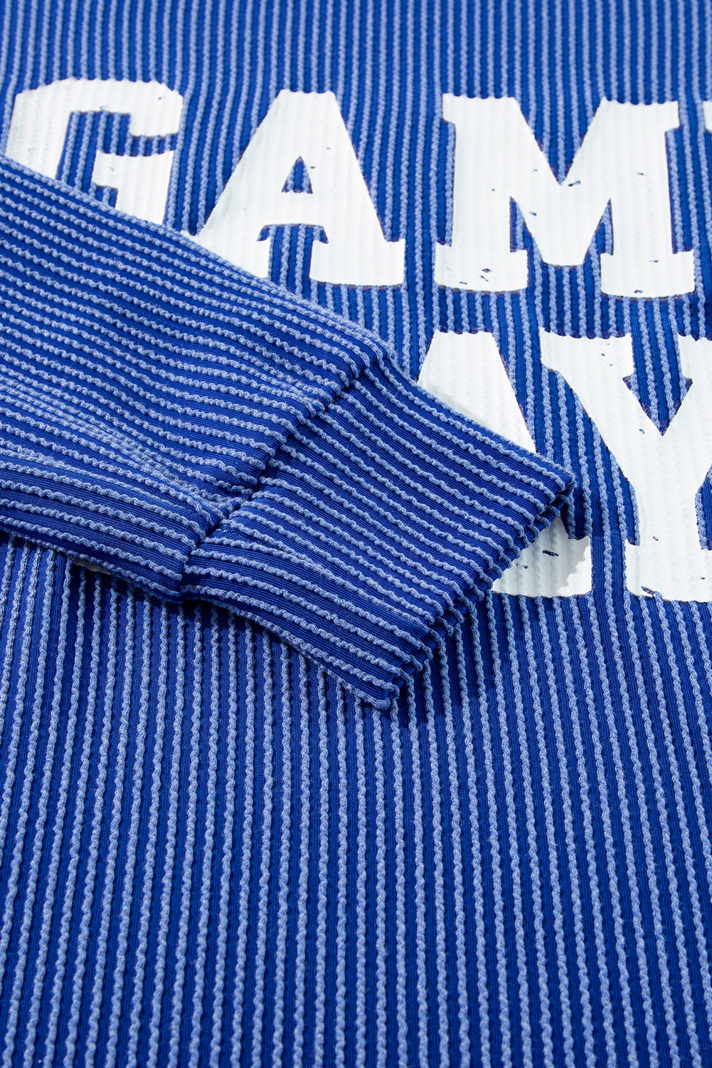 GAME DAY Textured Long Sleeve Crewneck Top ( This is. Drop ship and NOT available for pick up )