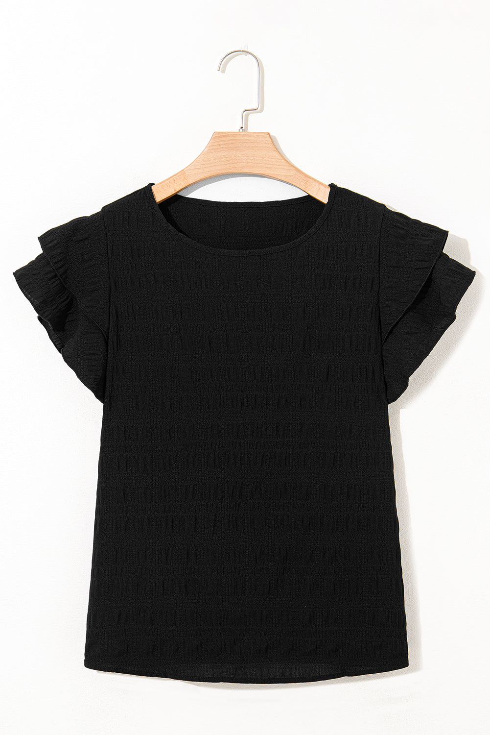 Textured Ruffle Sleeve Top