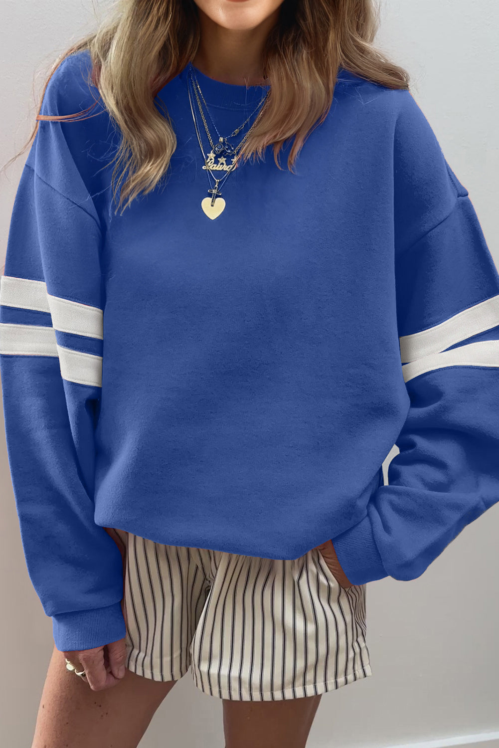 Varsity Stripe Drop Shoulder Sweatshirt