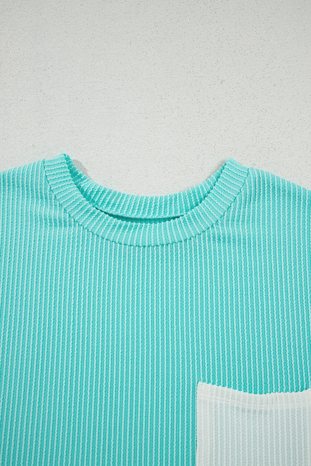 Colorblock Corded Knit Chest Pocket T-Shirt