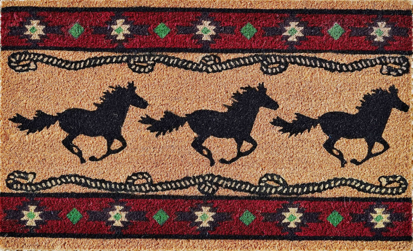 Outdoor Coir Mat, Design #301 Running Horses