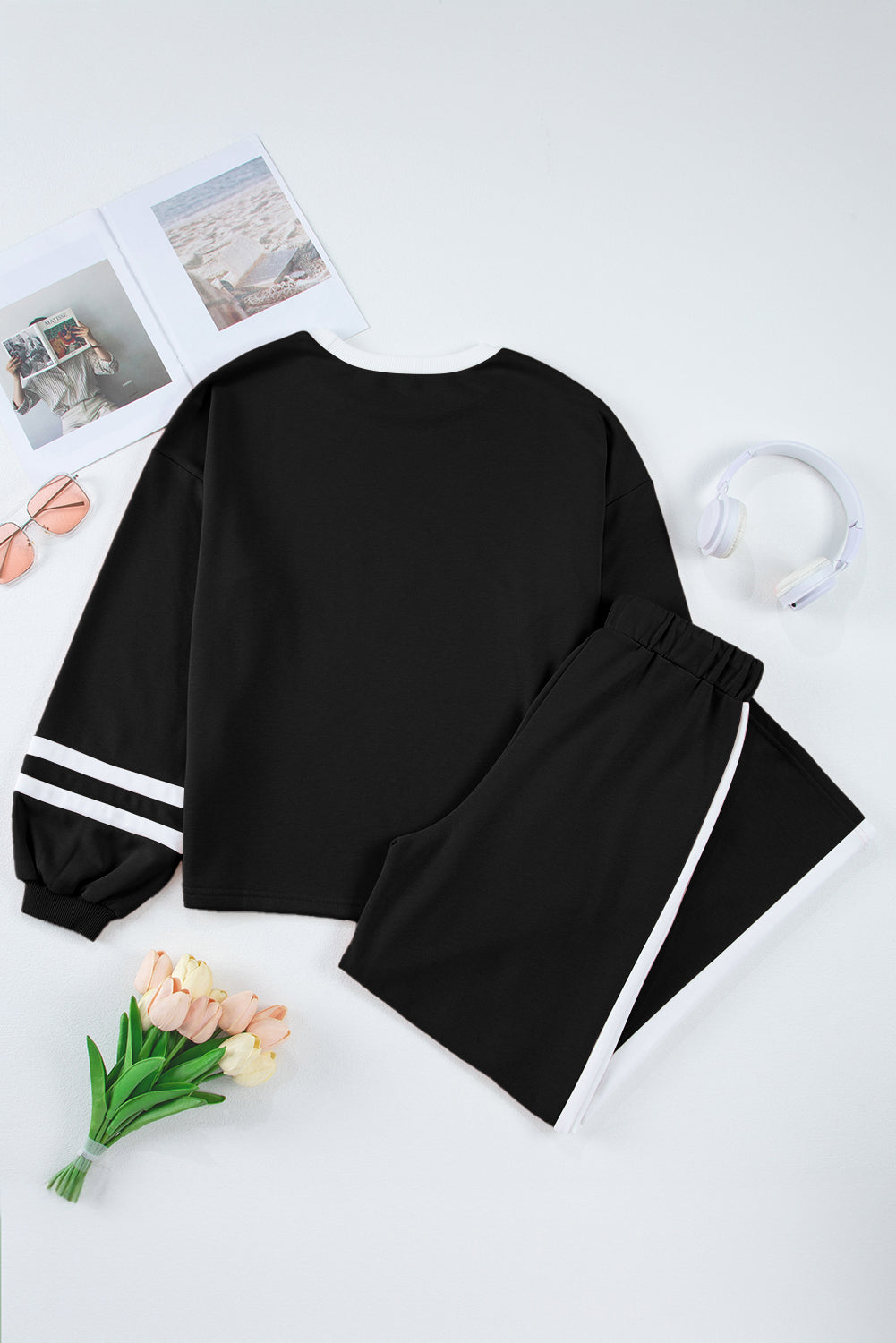 Varsity Stripe Top and Drawstring Pant Set