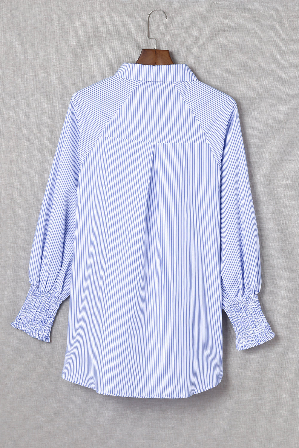 Stripe Smocked Button-Up Shirt