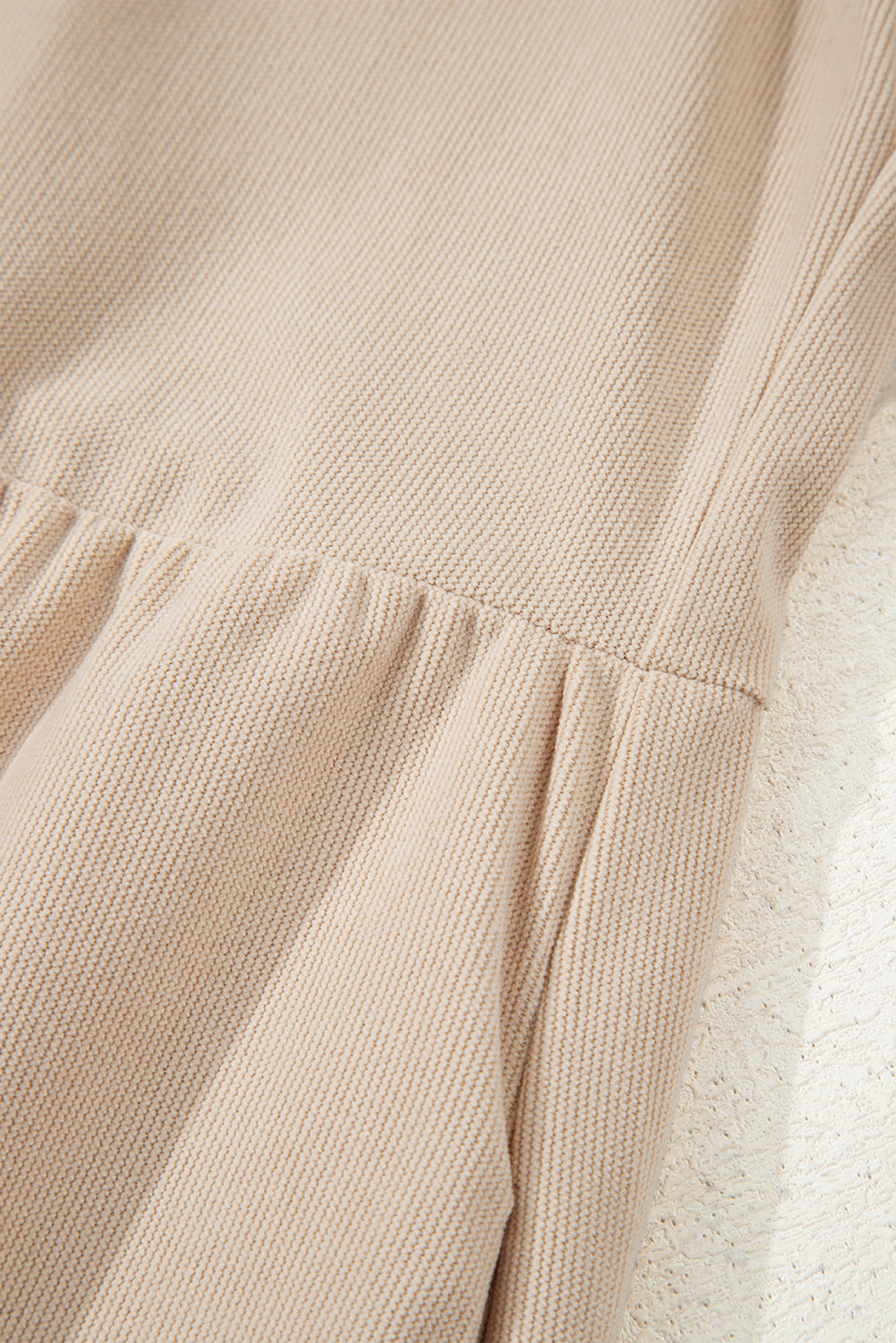 Solid Corduroy Half-Button Collared Mini Dress