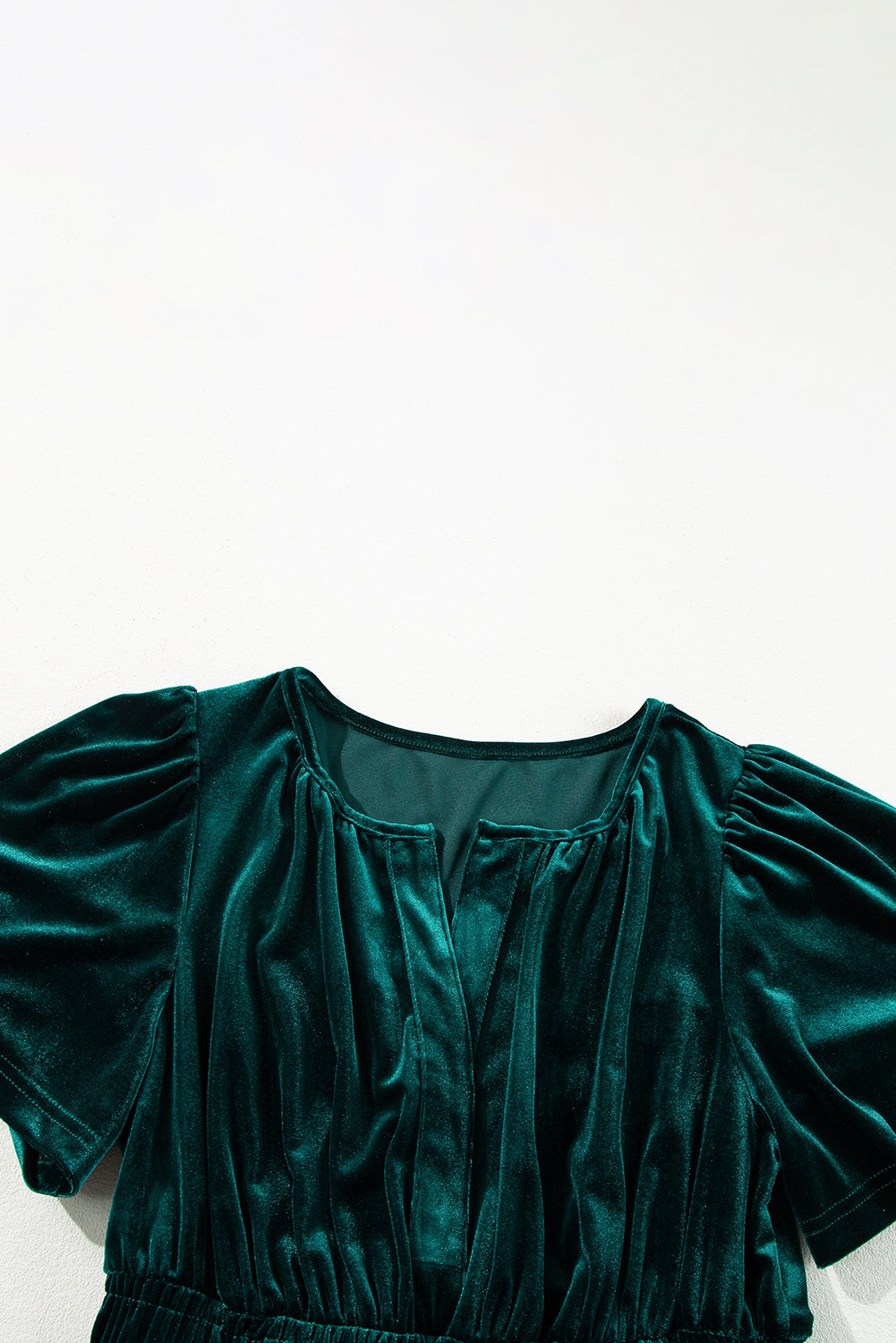 Velvet Shirred Waist Tiered Maxi Dress