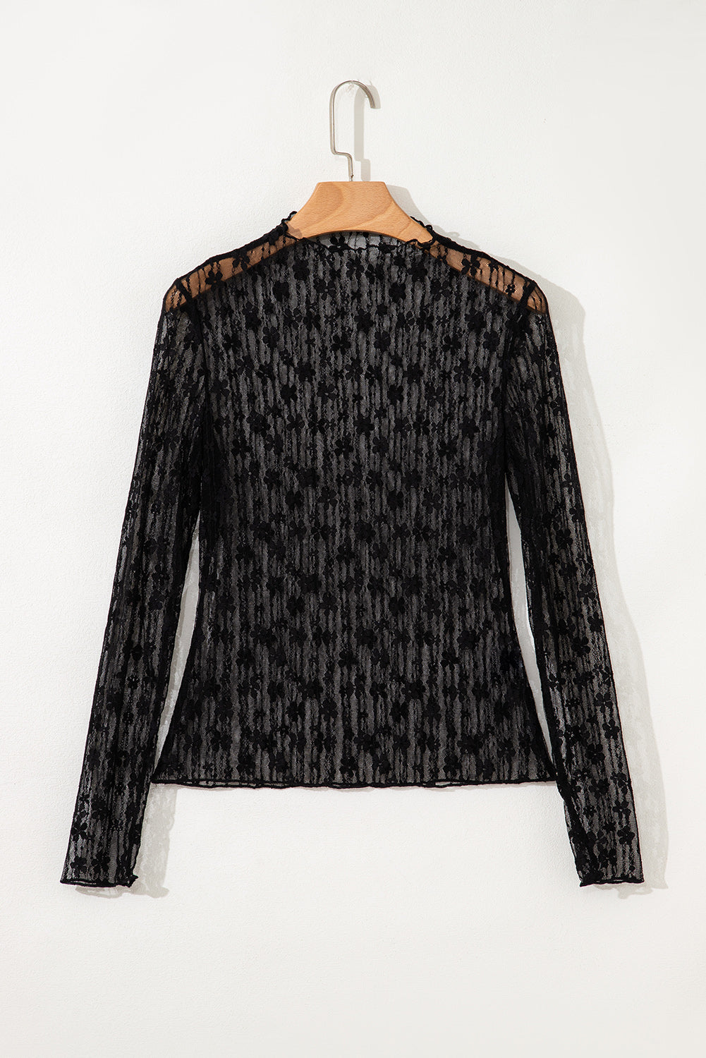 Sheer Floral Lace Long Sleeve Top