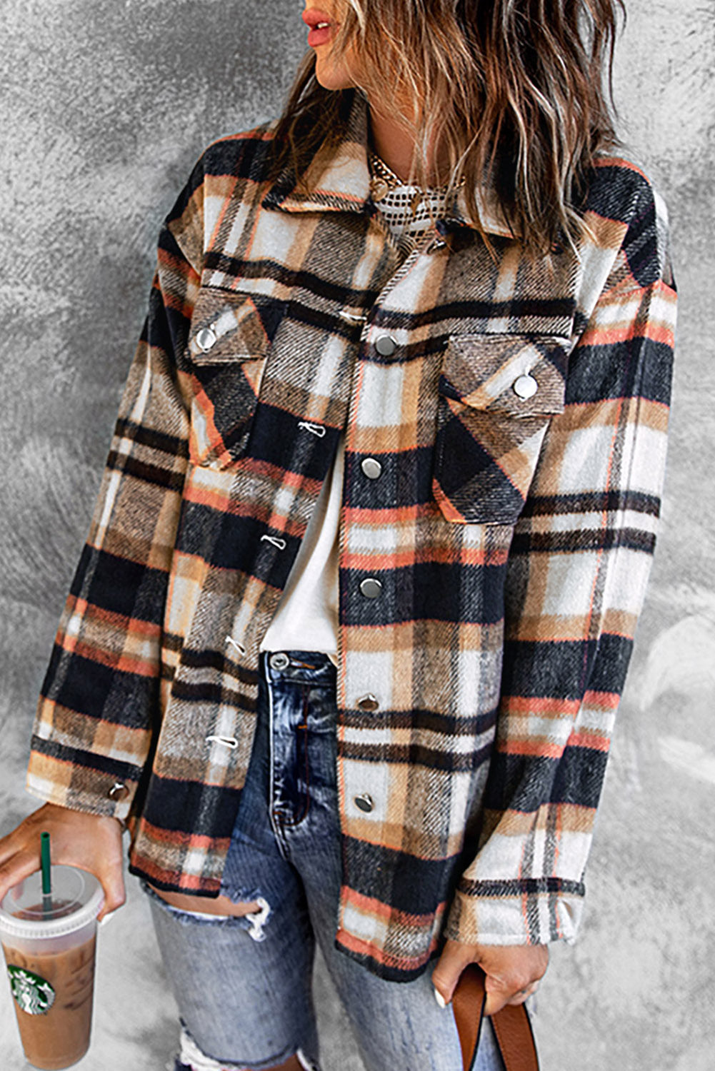 Plaid Chest Pocket Buttoned Shacket