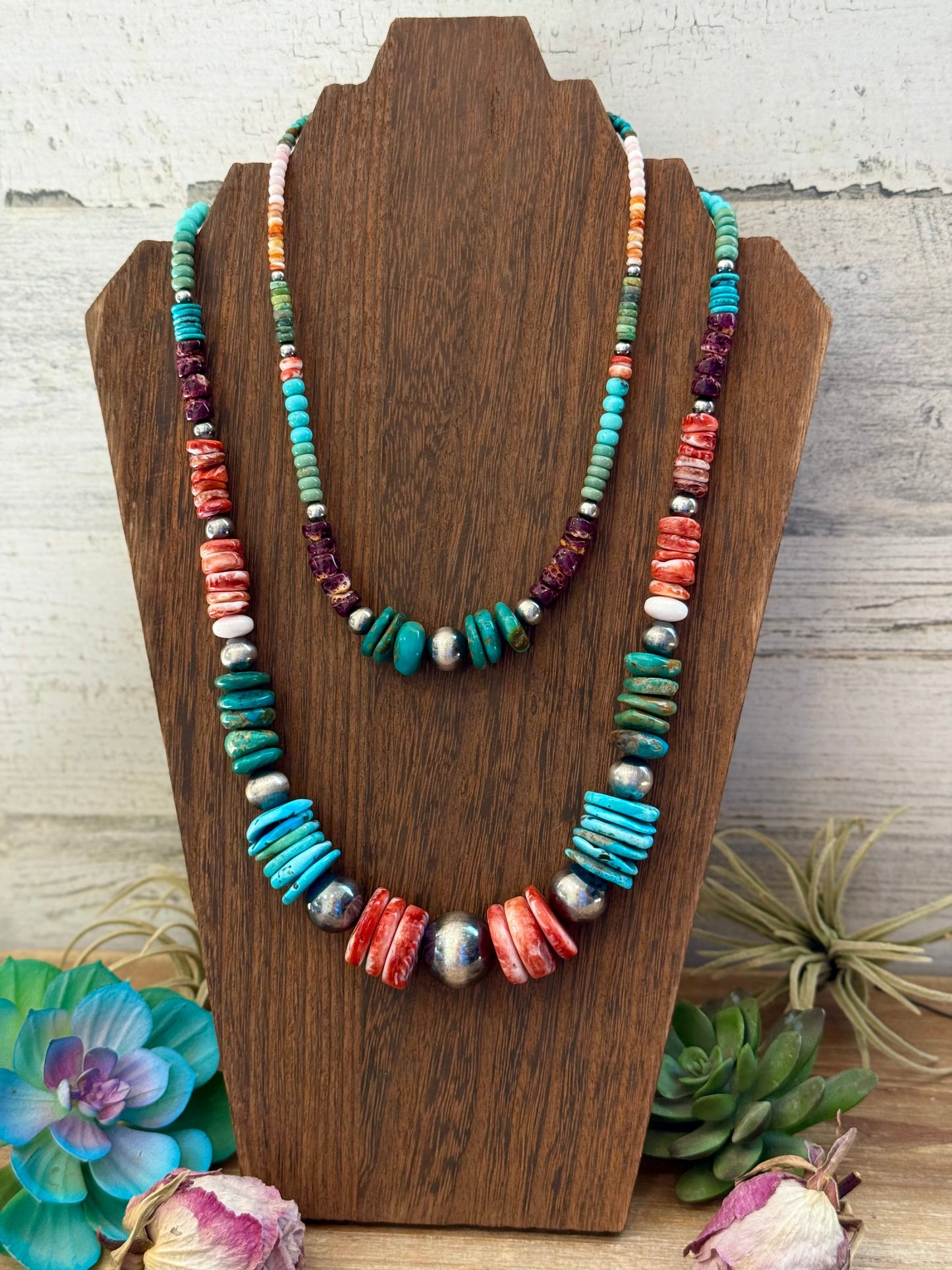 One of a Kind Mixed Stone & Sterling Necklace 15.5” - Made by Jaci