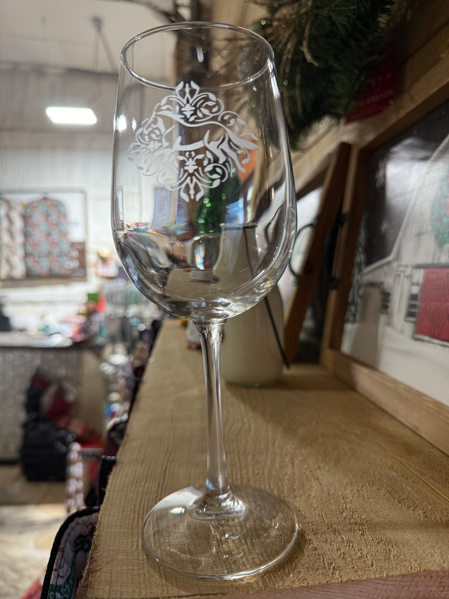 Stunning etched wine glasses