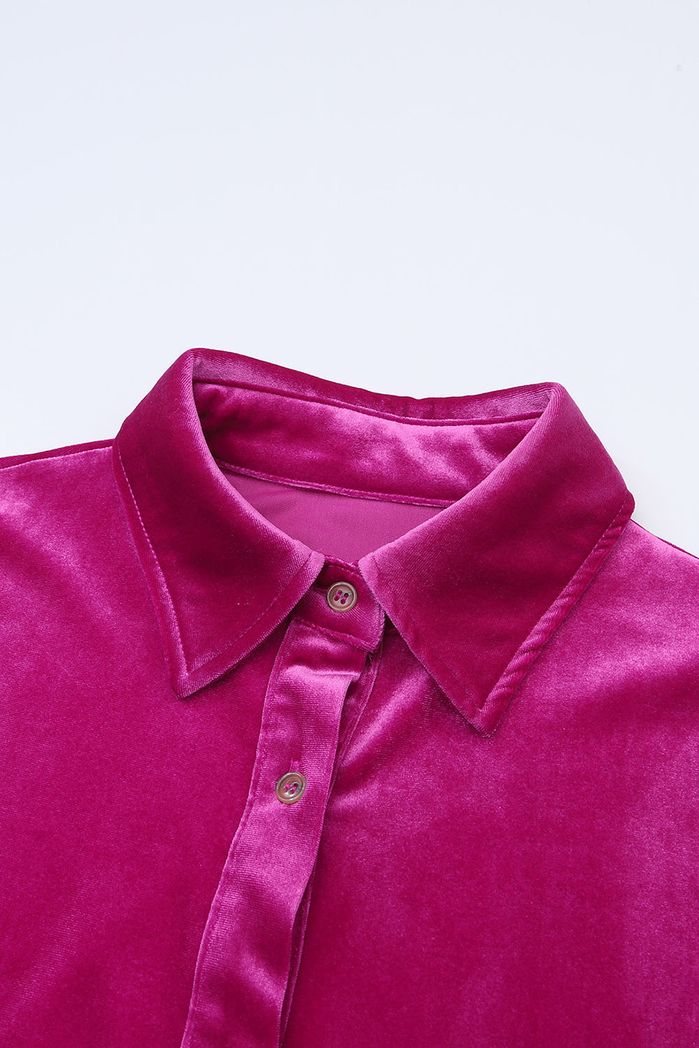 Velvet Button-Up Long Sleeve Ruffle Dress