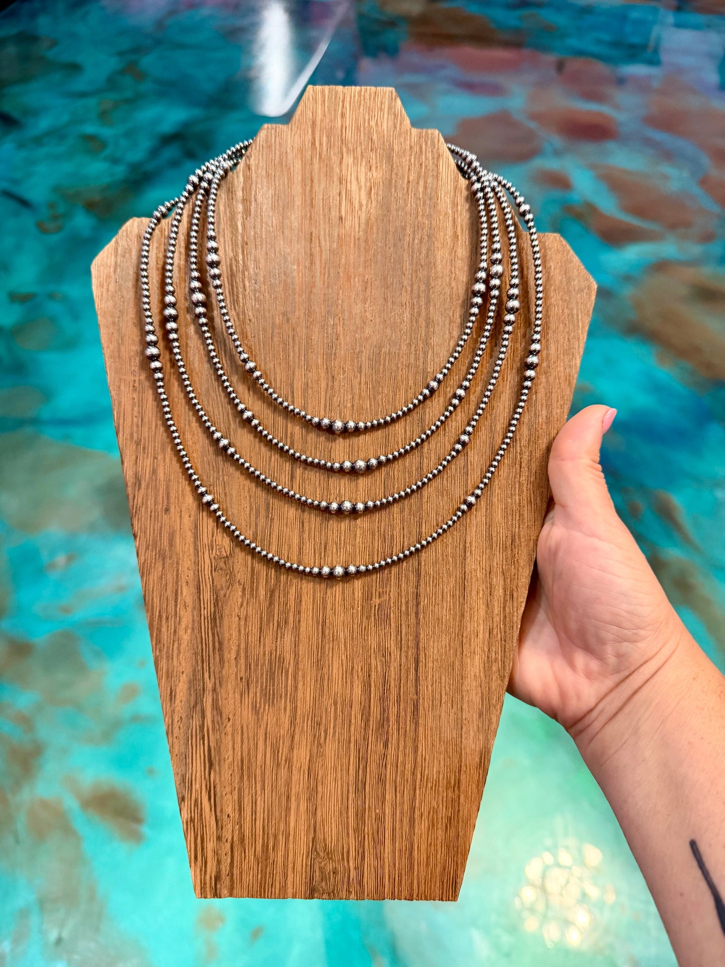 Graduated Sterling Silver Pearl Stack – 4 Piece Set