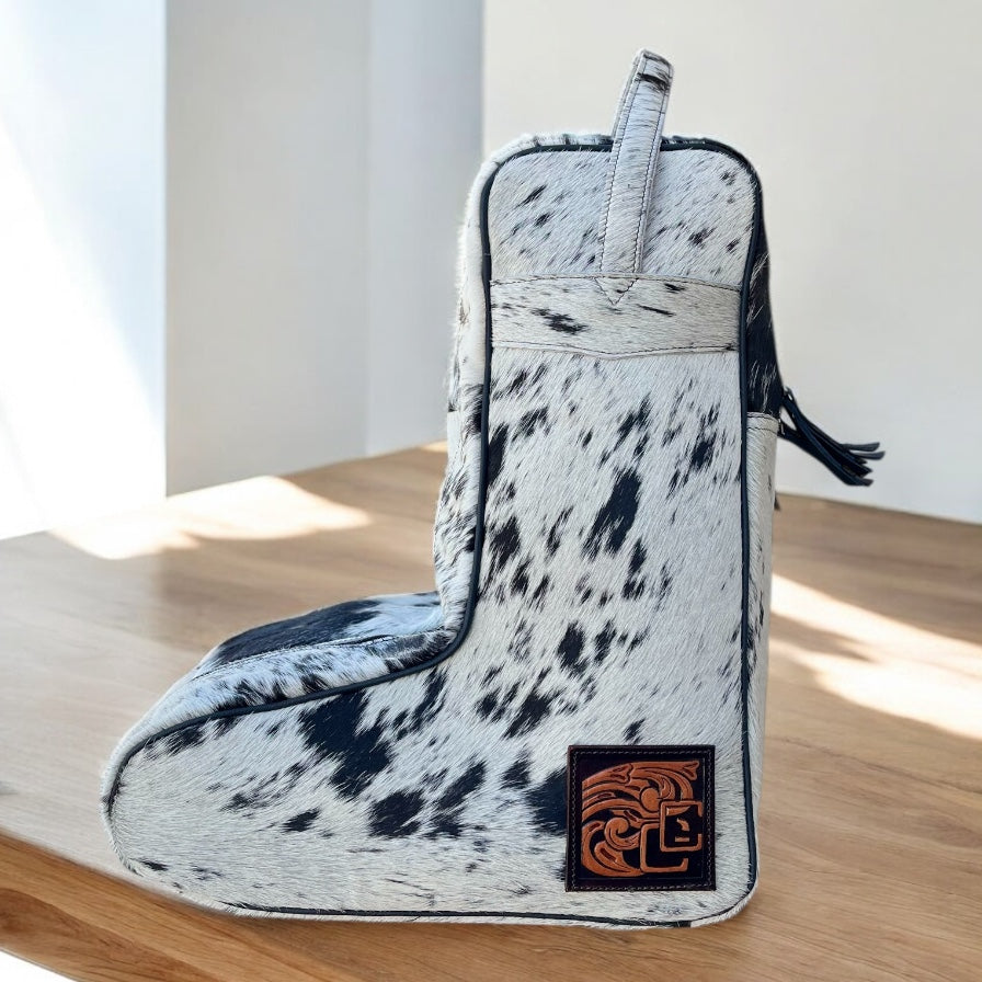 Brown & white Cowhide Boot cover