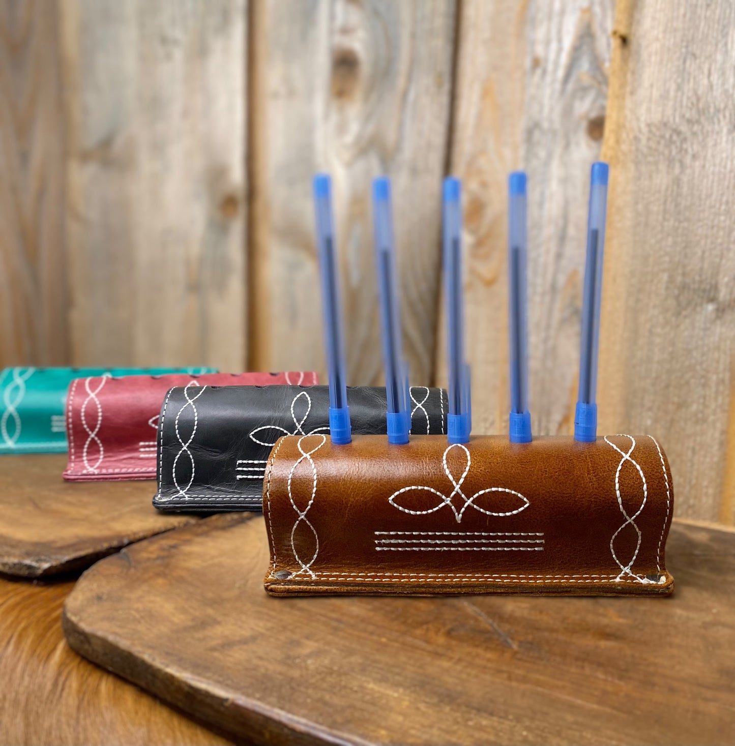Tan Bootstitch Pencil Holder