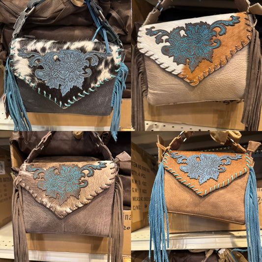 Floral Stitched Fringe Envelope Purse