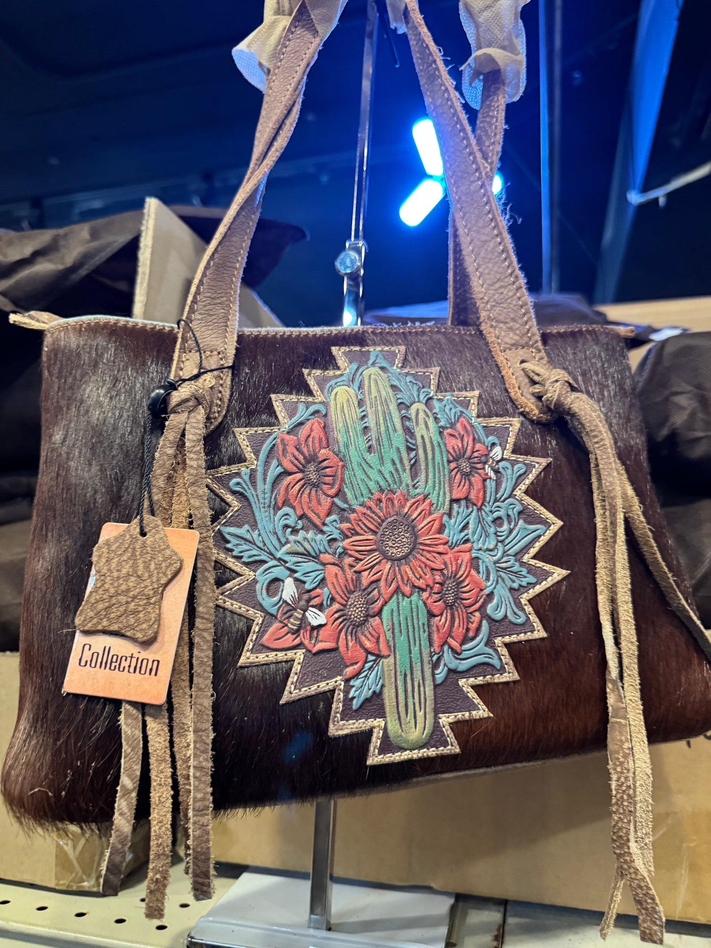 BA2842 Cactus Tooled Leather Cowhide Purse