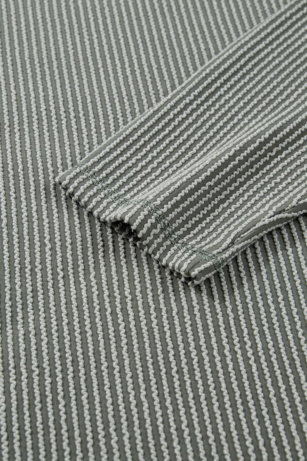 Solid Corded Knit Reverse Seam Long Sleeve Top