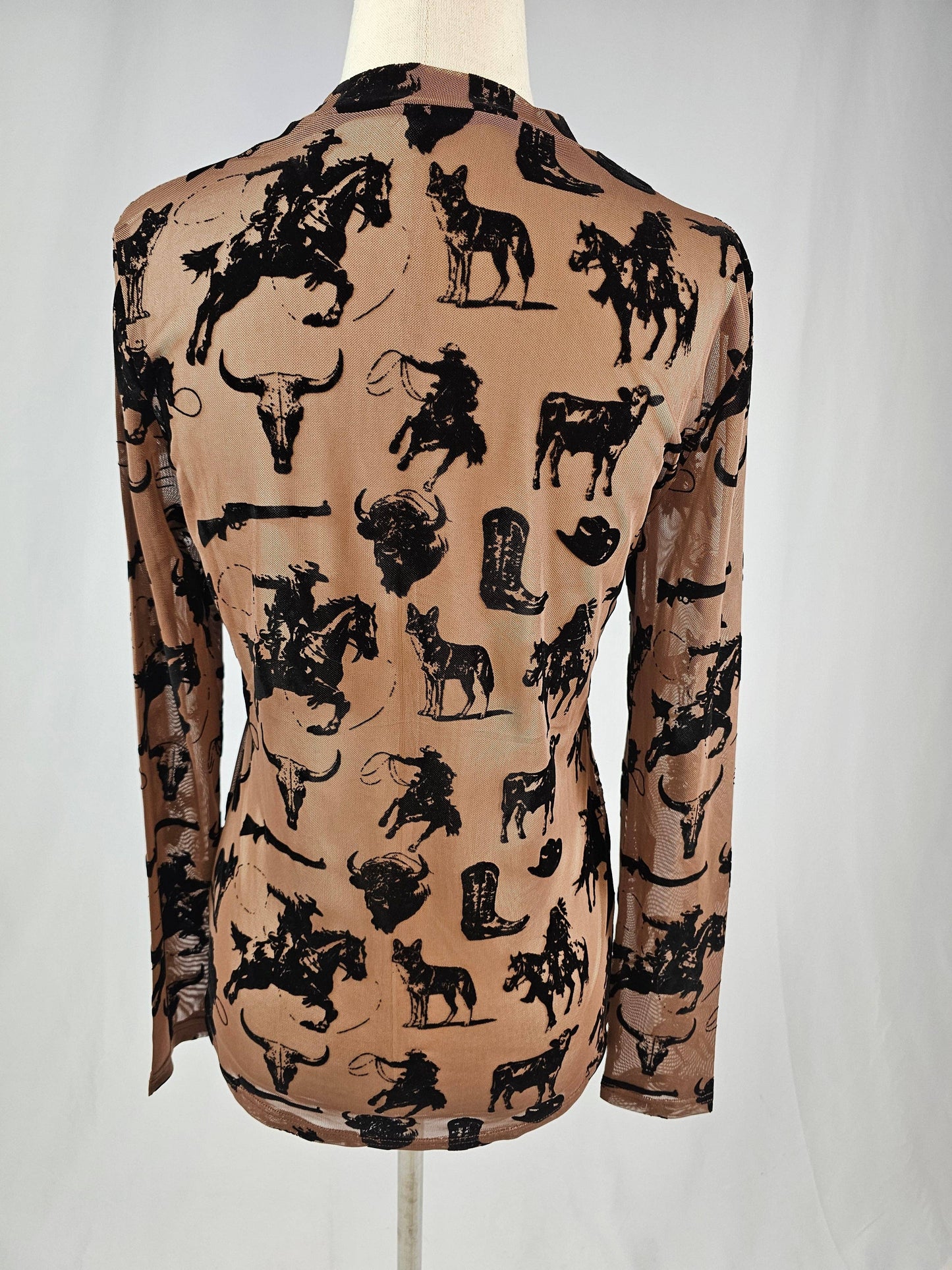 TZ105 Buffalo Dreams Velvet Mesh Top