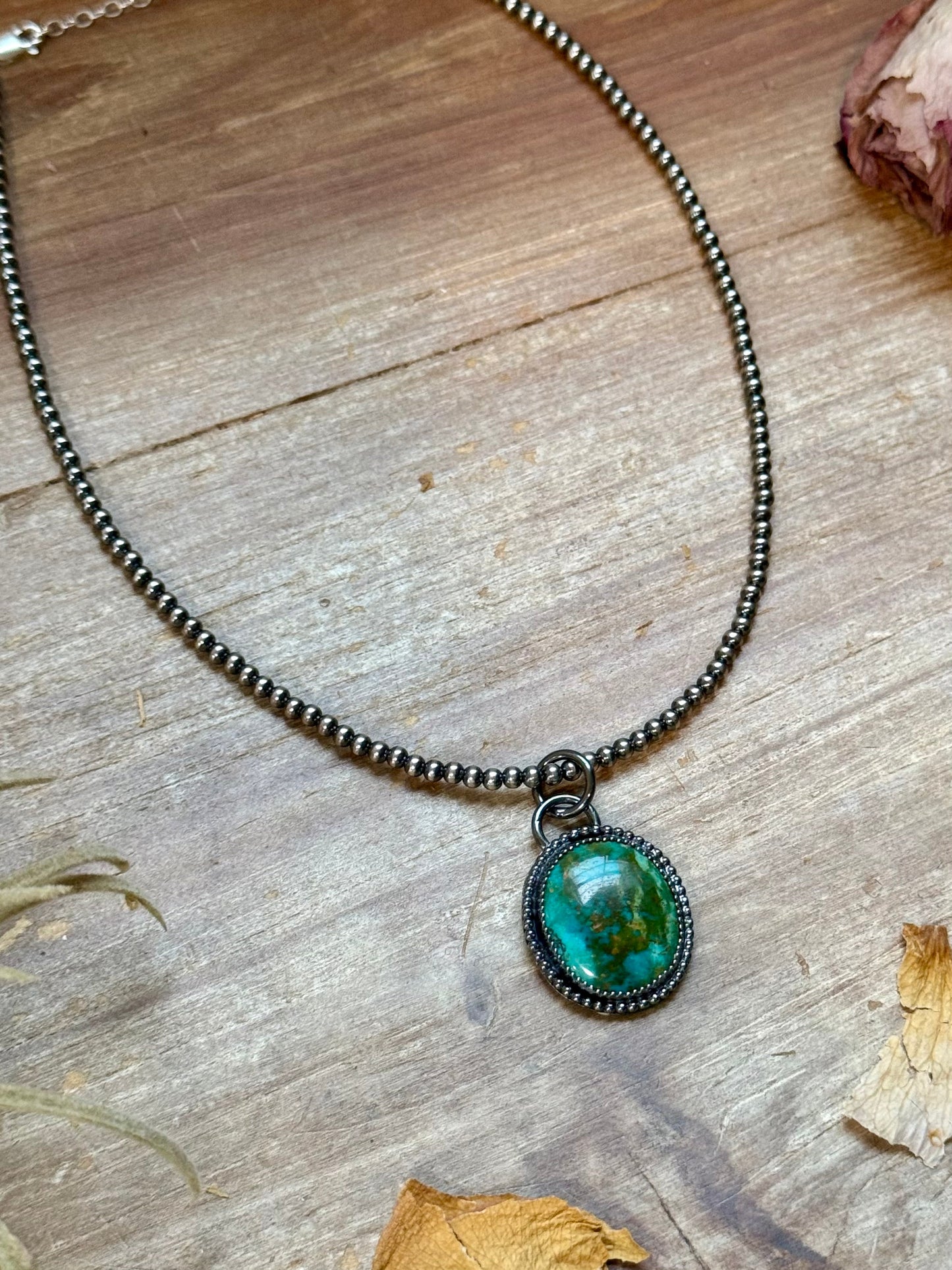***FREE Sterling Silver Pearl Necklace + MJ Green Turquoise Pendant