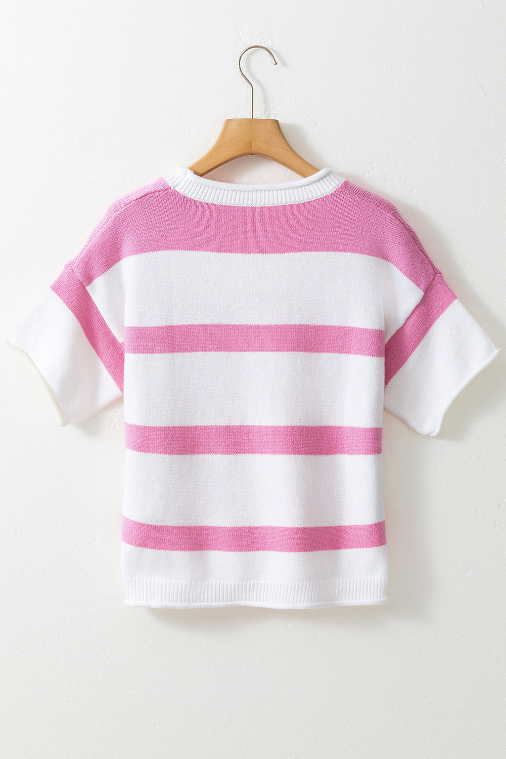 Stripe Knit Drop Short Sleeve Sweater