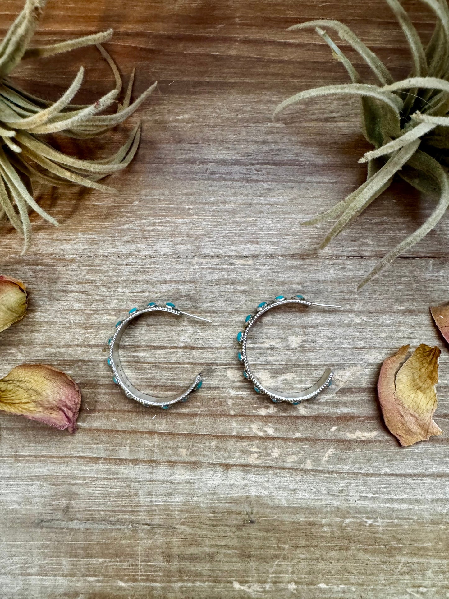 Snake Eye Hoop Earrings – Kingman Turquoise & Sterling Silver
