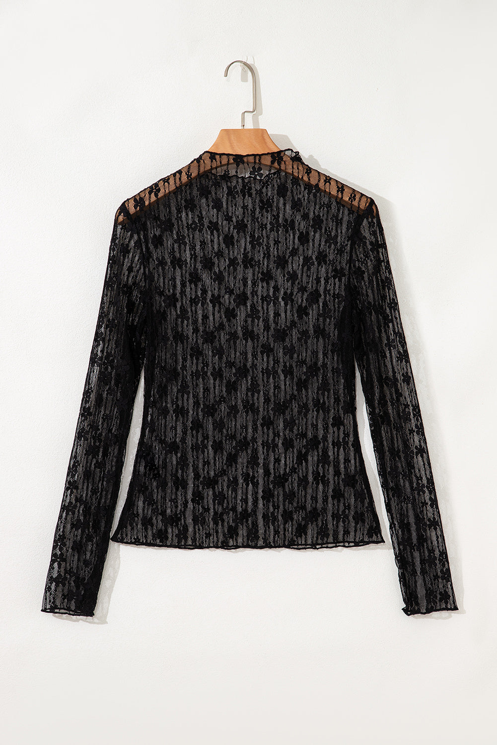 Sheer Floral Lace Long Sleeve Top
