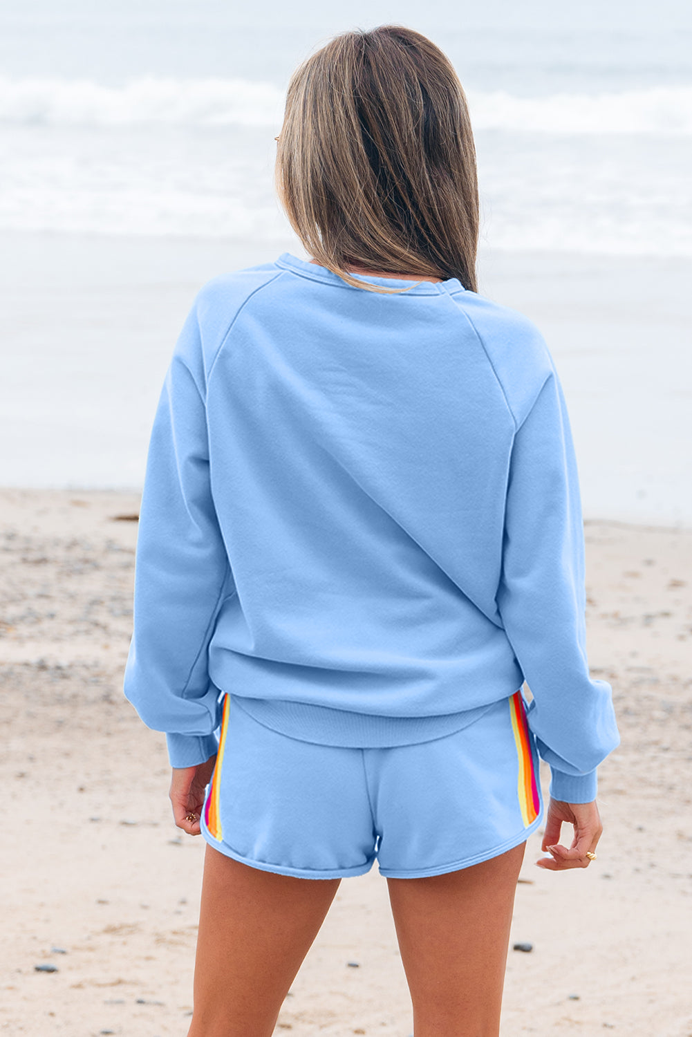 Colorblock Stripe Pullover and Shorts Set