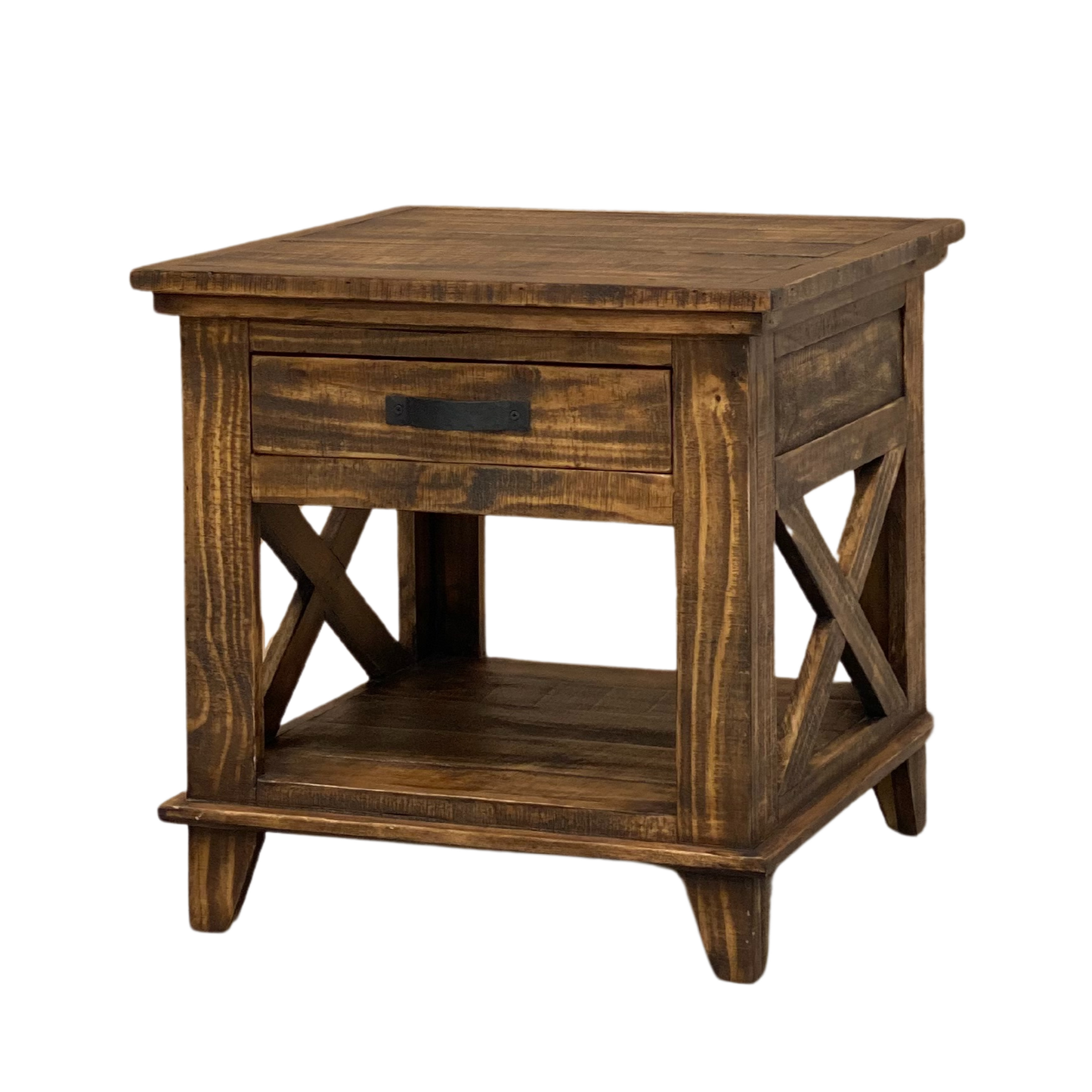Rancho X End Table in Dark Wax