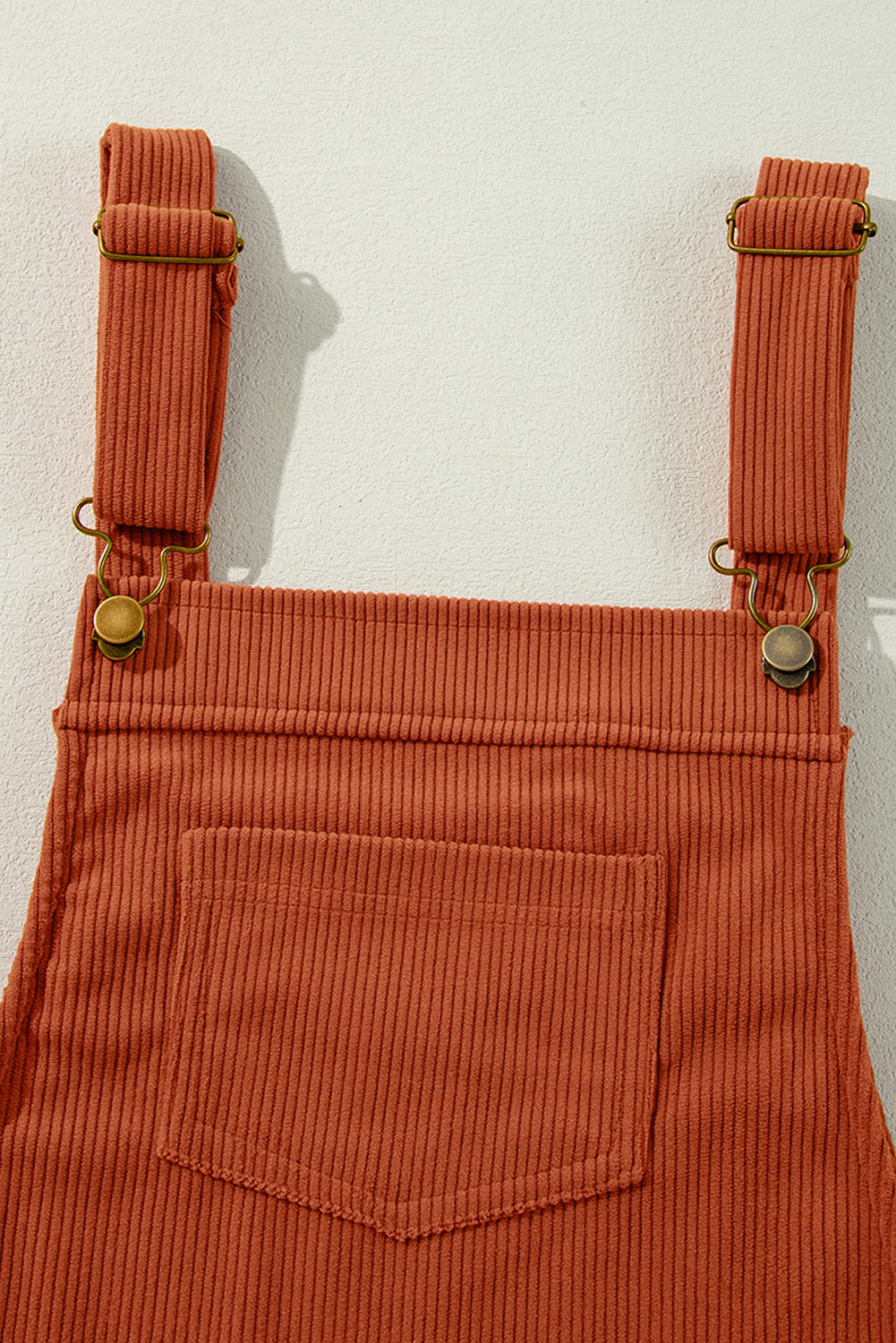 Solid Corduroy Front Pockets Sleeveless Dress
