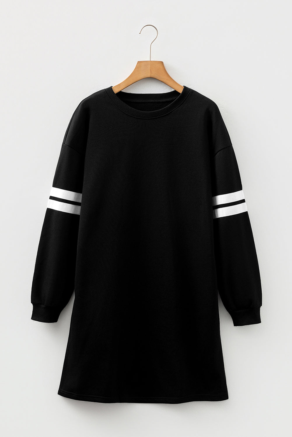 Varsity Stripe Banded Sleeve Sweatshirt Dress