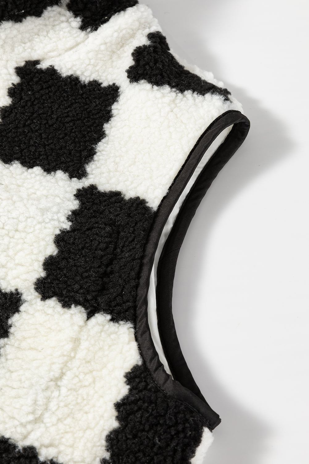 Checker Sherpa Collared Jacket Vest