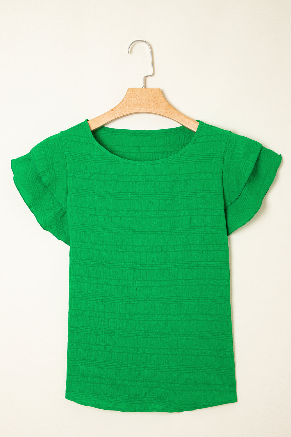 Textured Ruffle Sleeve Top