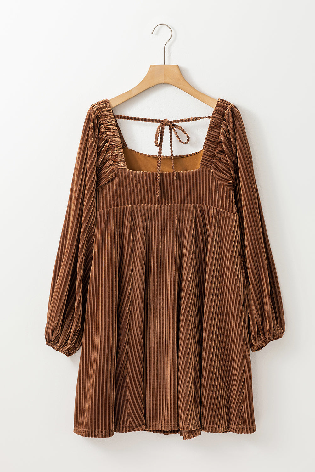 Velvet Tie-Back Square Neck Babydoll Dress