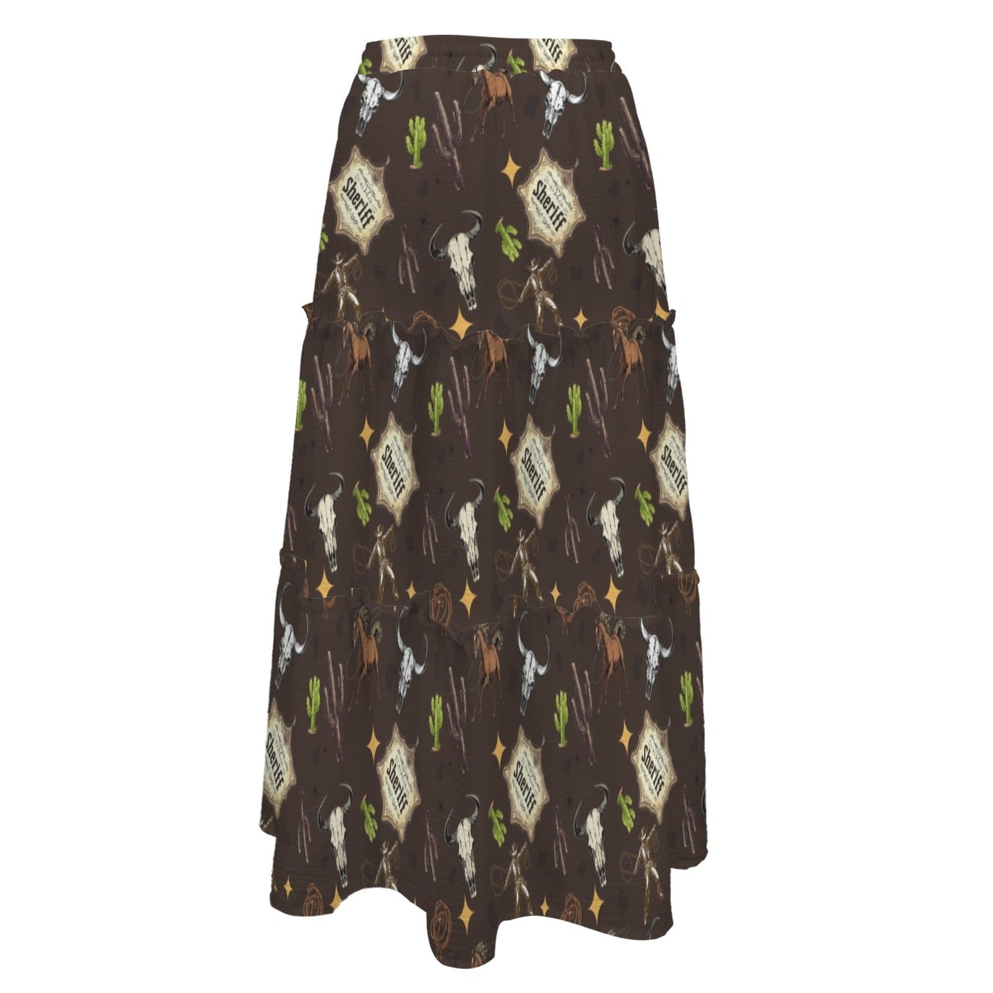 Western Symbols Tiered Prairie Maxi Skirt