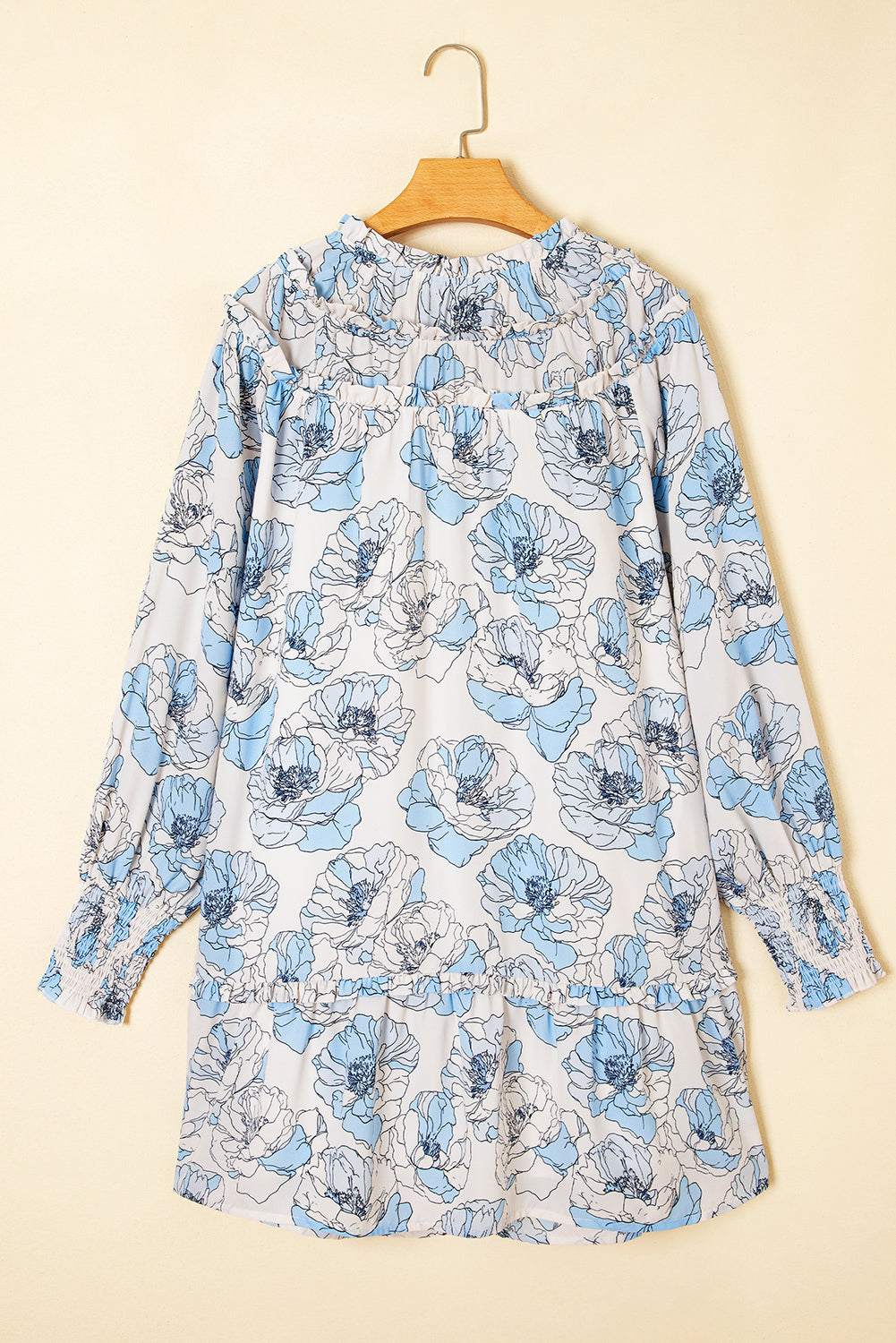 Floral Ruffle Tie Neck Mini Dress