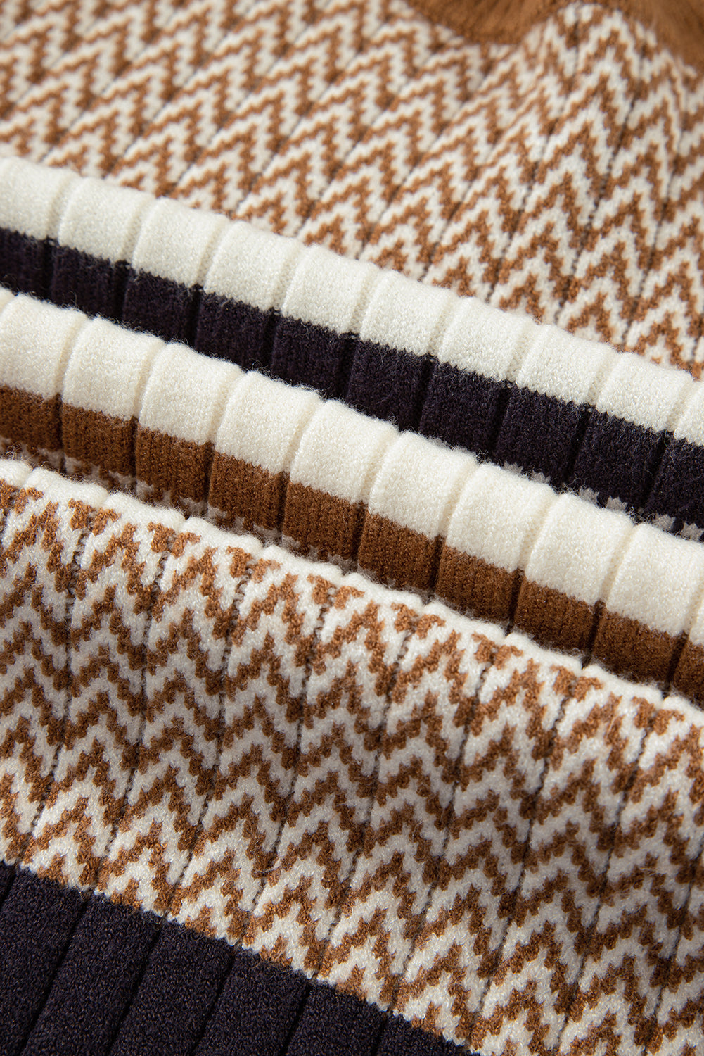 Stripe Knit Ribbed Trim Sweater