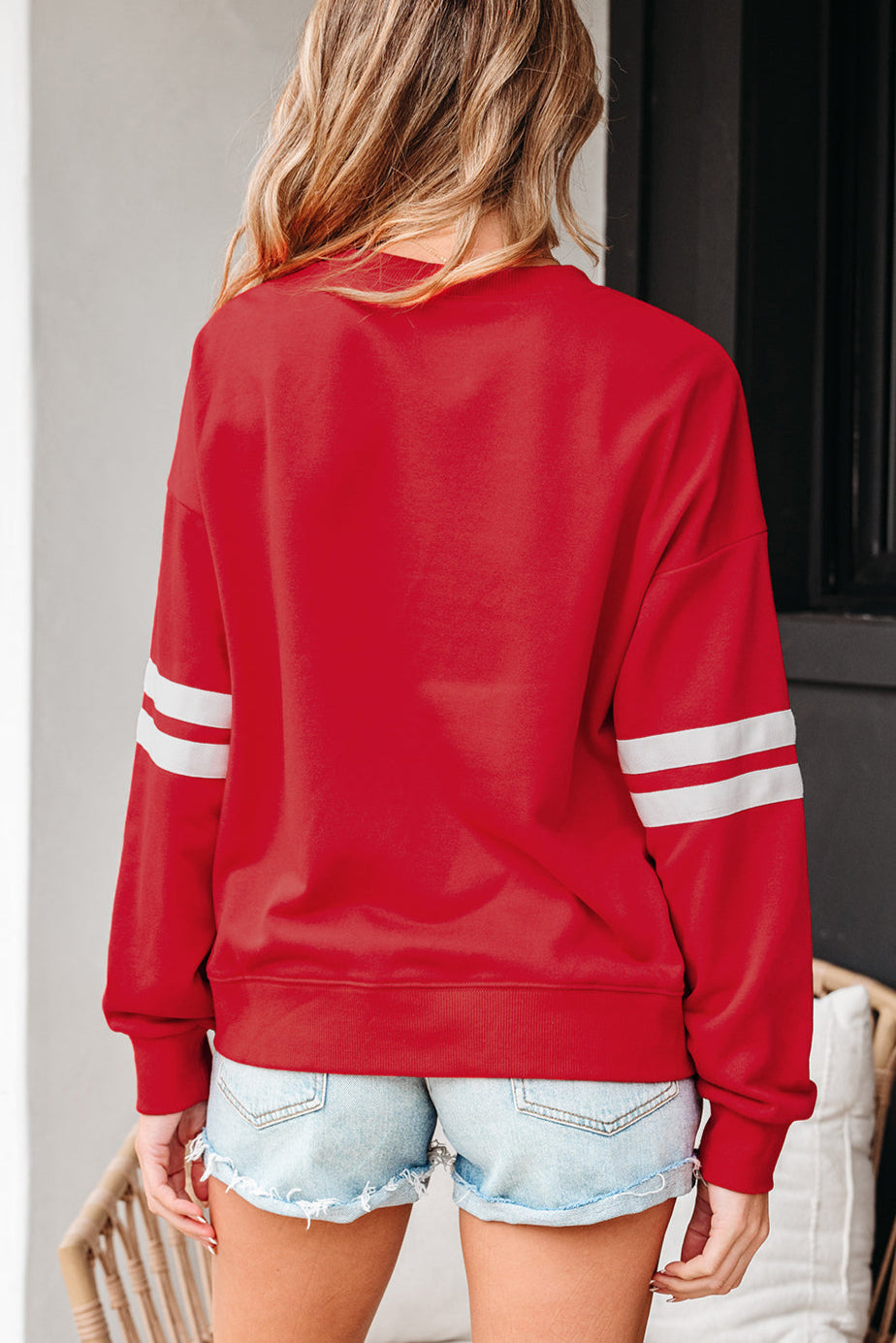 Varsity Stripe Drop Shoulder Sweatshirt