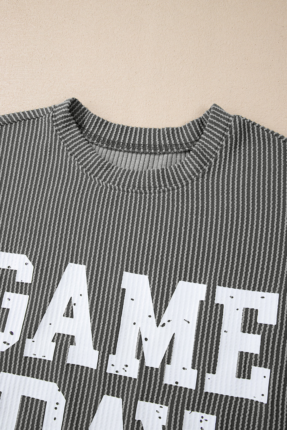 GAME DAY Textured Long Sleeve Crewneck Top ( This is. Drop ship and NOT available for pick up )
