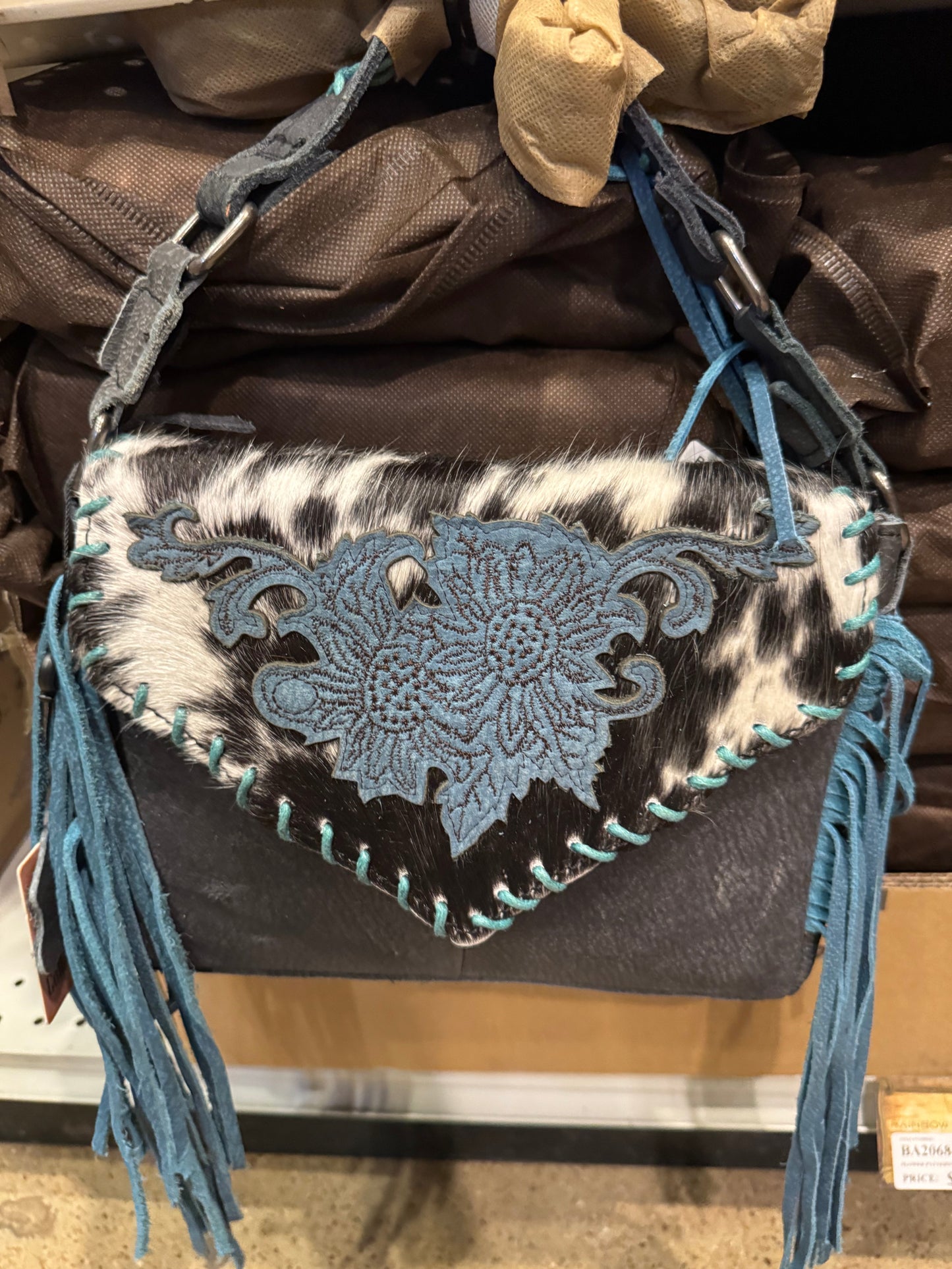 Floral Stitched Fringe Envelope Purse