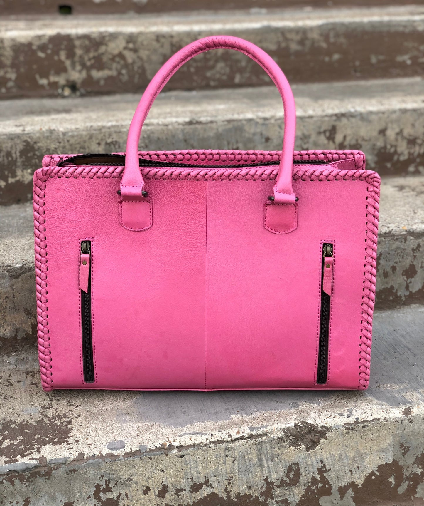 Pink Cowhide Tooled Leather Purse