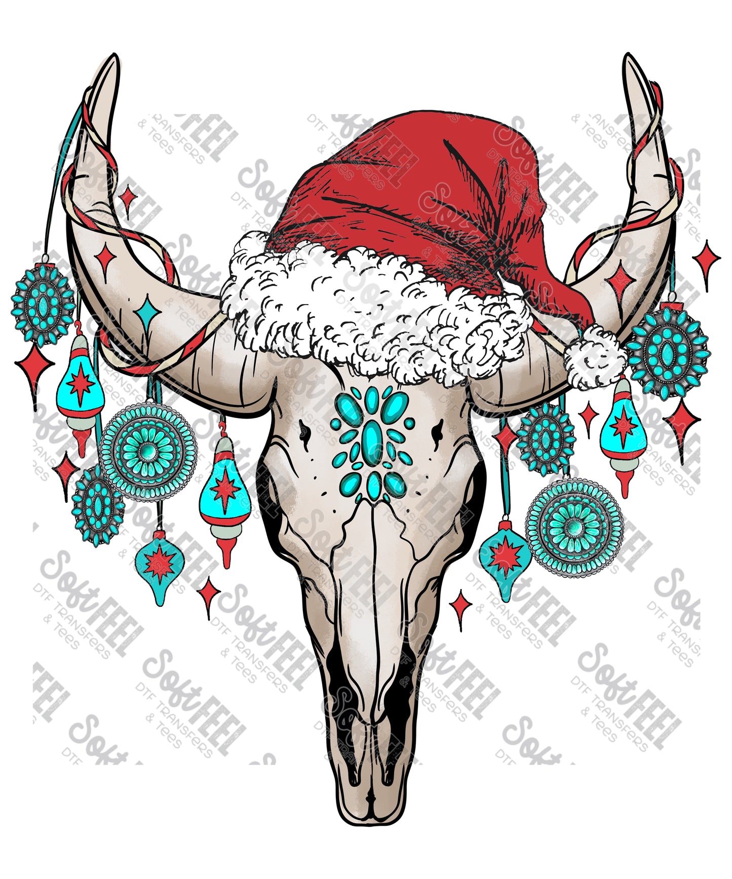 Bull Christmas - Christmas - Direct To Film Transfer / DTF - Heat Press Clothing Transfer
