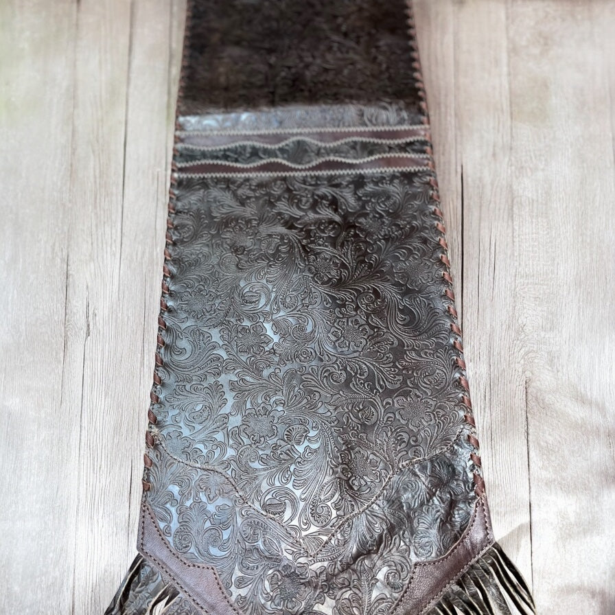 6ft tooled leather table runner