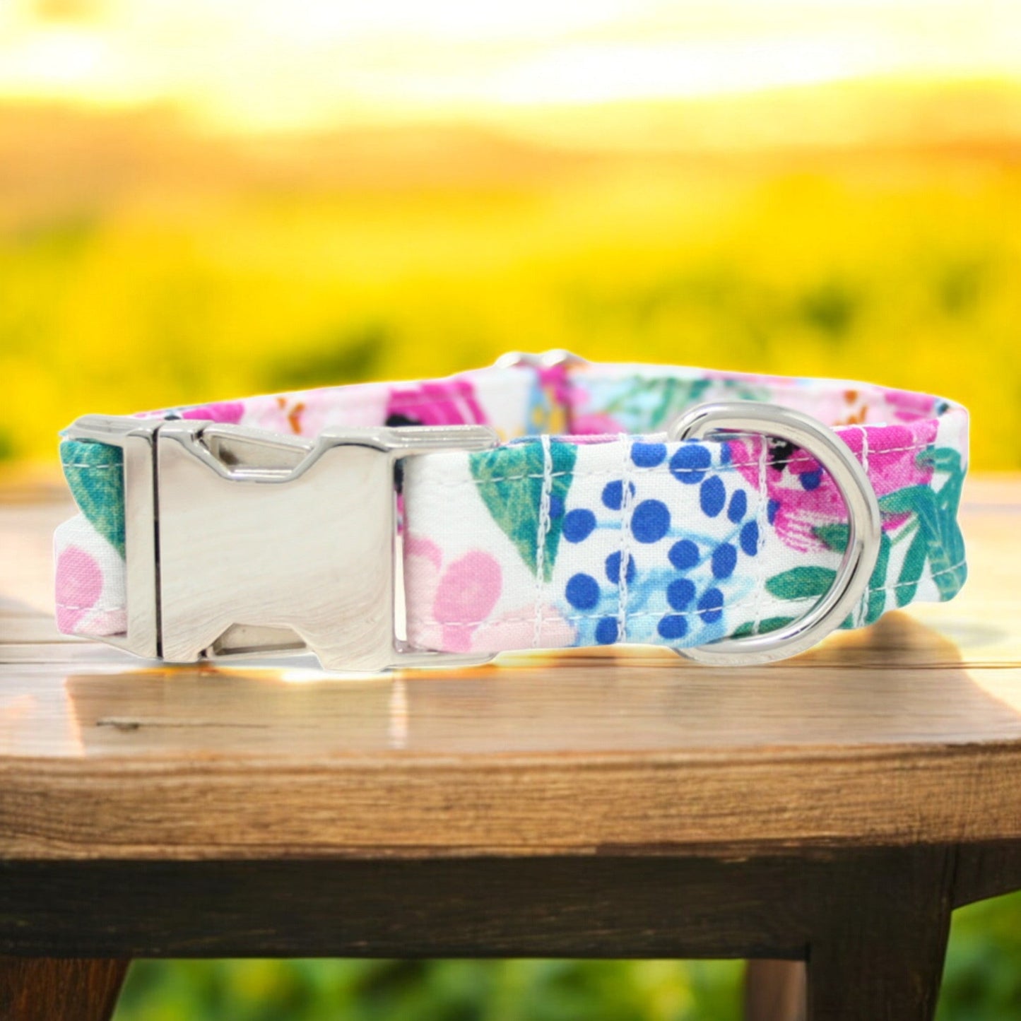 Colorful Floral Watercolor Dog Collar