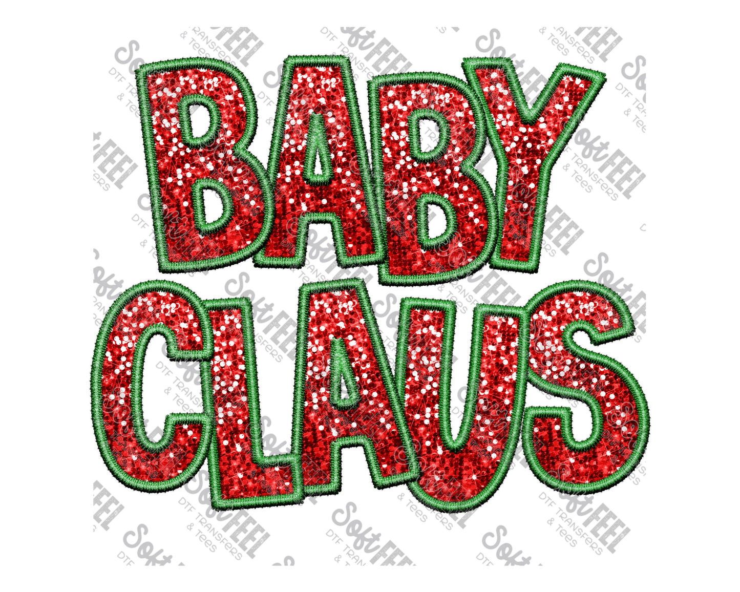 Christmas Sequin Baby Claus - Christmas / Faux Embroidery - Direct To Film Transfer / DTF - Heat Press Clothing Transfer