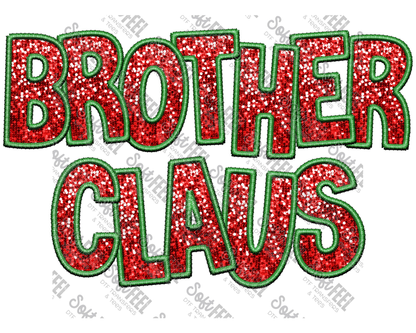 Christmas Sequin Brother Claus - Christmas / Faux Embroidery - Direct To Film Transfer / DTF - Heat Press Clothing Transfer